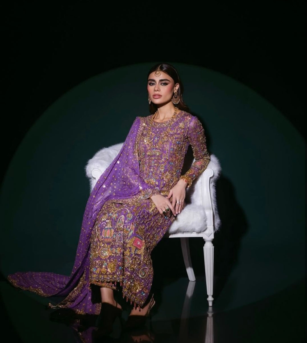 Nomi Ansari Draped in Rich Purple Ayla's Atelier